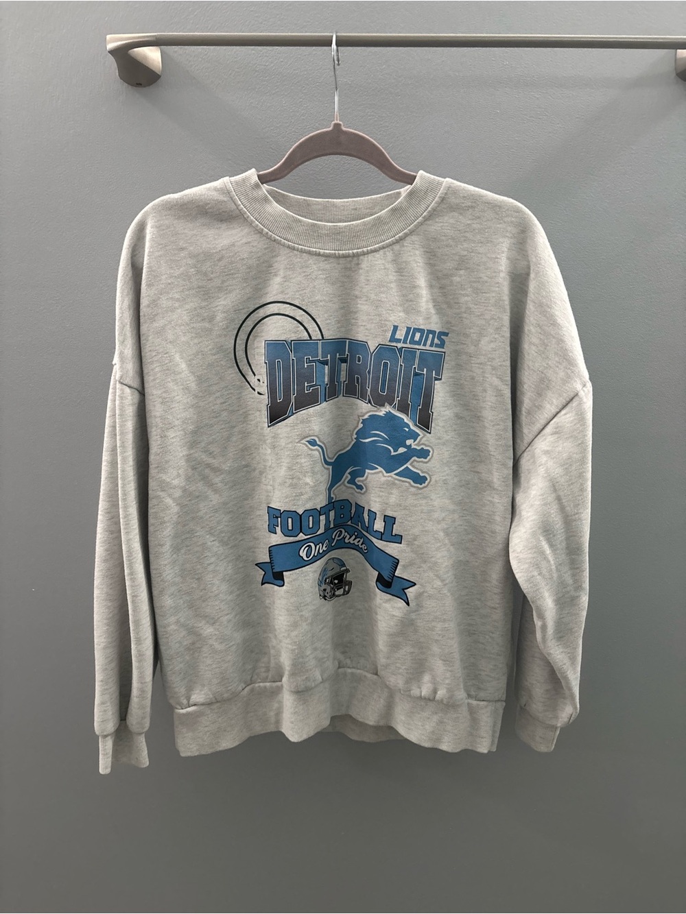 Detroit Lions Gray Pullover Sweatshirt - Classic Team Graphic